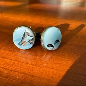 JAJ Pyrex Wildfowl bronze cuff links